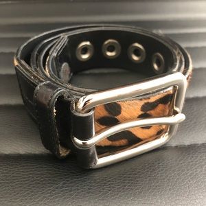 VIA SPIGA Animal Print Leather Belt